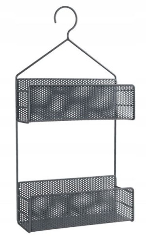 Półka pod prysznic zawieszana 2 półki metal antracyt
