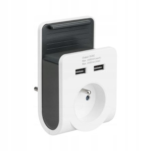 Ładowarka 2 x USB EMP601USB-F BIAŁA LEXMAN