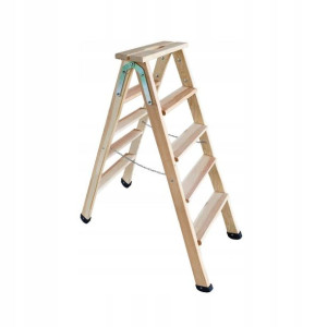 Drabina drewniana z szerokim stopniem 2 x 5