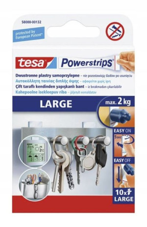 Plastry samoprzylepne dwustronne POWERSTRIPS LARGE 10 szt. max 2 kg TESA