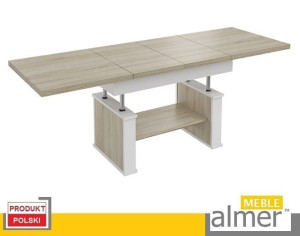 Ława Ławostół Stół L62 Dąb Sonoma Biały 130(+2x40)x80 Rozkładana