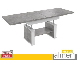 Ława Ławostół Stół Rozkładany L62 Beton Jasny Biały 130/210x80