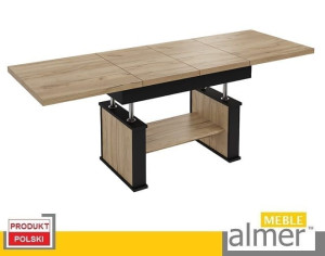 Ława Rozkładana Ławostół L62 Dąb Craft Złoty Czarny 130(+2x40)x80