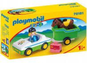 Playmobil 1-2-3 70181 Samochód Z Przyczepą Dla Konia