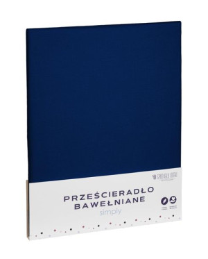 Granatowe Prześcieradło Bawełniane 220x200 Jednokolorowa