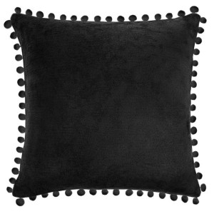 Czarna Poszewka z Pomponami 40x40 Pompie