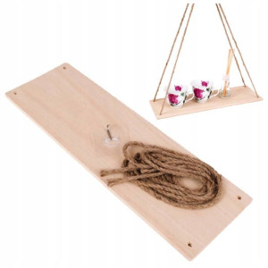 Półka Ścienna Sznurki Loft Boho Drewno Wisząca 45