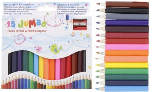 Kredki Jumbo 15 Kolorów Grube + Temperówka