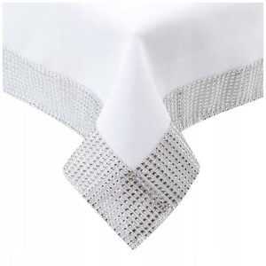 Obrus plamoodporny 140x260 cyrkonie Diament Biały