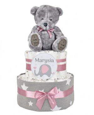 TORT z PIELUSZEK pampersów pieluch dla dziewczynki prezent narodziny r.2