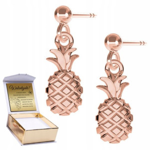 Kolczyki + GRAWER Owoc Ananas różowe złoto 925