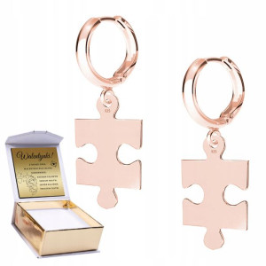 Kolczyki + GRAWER Puzzel różowe złoto 925