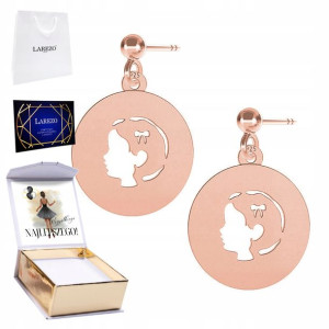 Kolczyki + NADRUK Dziewczynka Girl różowe złoto