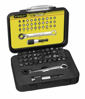 Zestaw Bitów 1/4 32 Szt Z Grzechotką I Kluczem Stanley