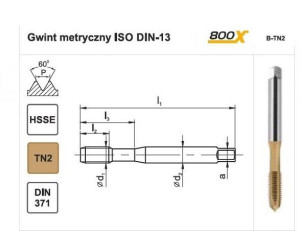 Gwintownik Maszynowy 800x M5 - 6h Din-371 B Hsse Tn Fanar