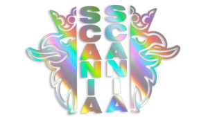 Wycinane naklejki Scania gryf i napis lewa i prawa (komplet) holograficzne