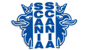 Wycinane naklejki Scania gryf i napis lewa i prawa (komplet) niebieskie