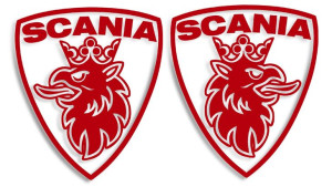 Wycinane naklejki Scania gryf herb lewa i prawa (komplet) czerwone