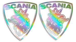 Wycinane naklejki Scania gryf herb lewa i prawa (komplet) holograficzne