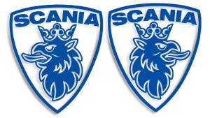 Wycinane naklejki Scania gryf herb lewa i prawa (komplet) niebieskie