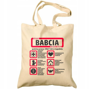 Torba ekologiczna bawełniana czarna- Super Babcia