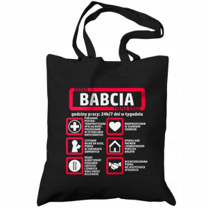 Torba ekologiczna bawełniana czarna- Super Babcia