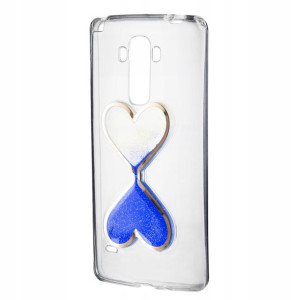 Etui Żelowe Serce Z Brokatem w płynie  do Lg G4 H815 transparent/niebieskie