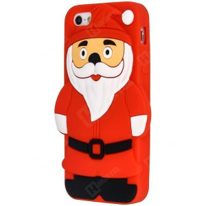 Gumowe etui 3D Święty Mikołaj iPhone 4S/4 czerwone