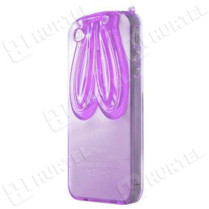 Żelowe etui iPhone 4S 4G 4 z uszami króliczka fioletowe