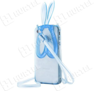 Żelowe etui iPhone 4S 4G 4 z uszami króliczka niebieskie