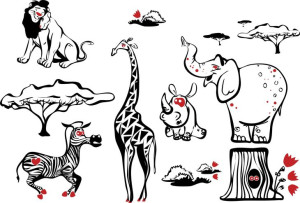 Naklejki Na Ścianę Dla Dzieci Zestawy Duże Safari