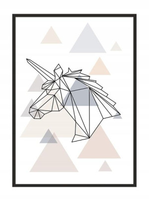 OBRAZ PLAKAT W RAMIE 33x43 cm Jednorożec PD288
