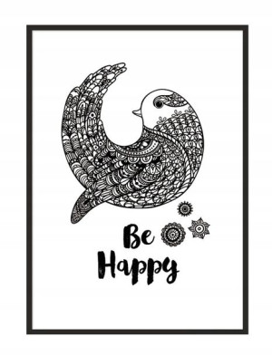 OBRAZ PLAKAT W RAMIE 33x43 cm Happy PD242