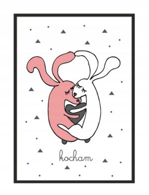 OBRAZ PLAKAT W RAMIE 33x43 cm Króliczki P126