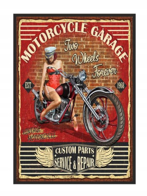 OBRAZ PLAKAT W RAMIE 33x43 cm Garaż Pinup P1848