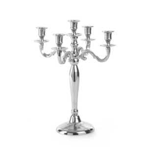 Świecznik 5-ramienny stołowy wys. 52 cm stalowy niklowany - Hendi 466087