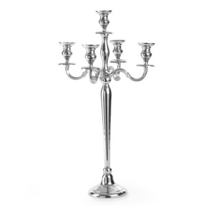 Świecznik 5-ramienny stołowy wys. 78 cm stalowy niklowany - Hendi 466117