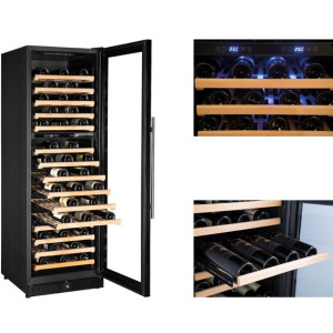 Lodówka na wino do chłodzenia wina 2 strefy 15 półek 166 butelek LED 420L