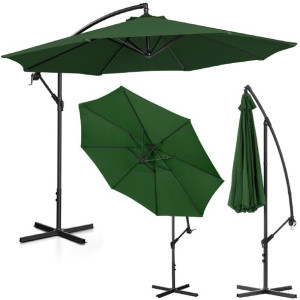 Parasol ogrodowy na wysięgniku okrągły śr. 300 cm zielony