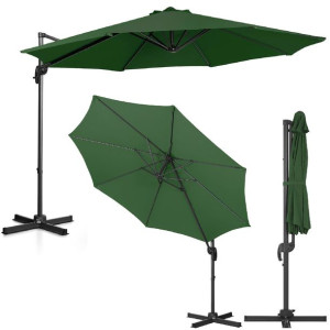 Parasol ogrodowy na wysięgniku okrągły śr. 300 cm zielony