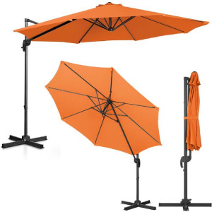 Parasol ogrodowy boczny na wysięgniku okrągły śr. 300 cm pomarańczowy