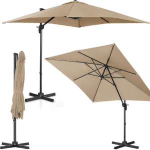 Parasol ogrodowy boczny na wysięgniku kwadratowy 250 x 250 cm beżowy