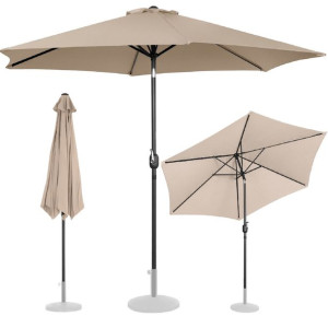 Parasol ogrodowy okrągły uchylny z korbką śr. 300 cm kremowy
