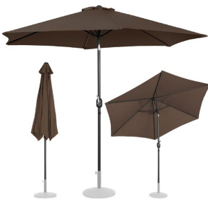 Parasol ogrodowy okrągły uchylny z korbką śr. 300 cm brązowy
