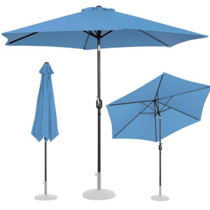 Parasol ogrodowy okrągły uchylny z korbką śr. 300 cm niebieski