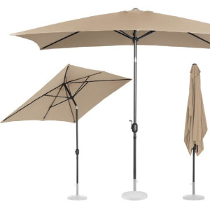 Parasol ogrodowy prostokątny uchylny z korbką 200 x 300 cm beżowy