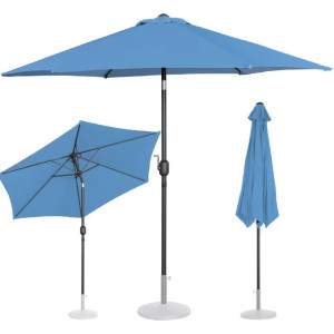 Parasol ogrodowy okrągły uchylny z korbką śr. 270 cm niebieski