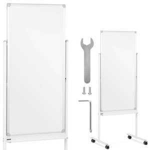 Tablica magnetycza suchościeralna dwustronna mobilna biała 60x120 cm