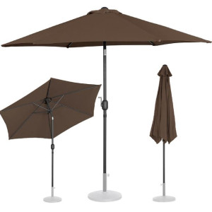 Parasol ogrodowy tarasowy okrągły uchylny z korbką śr. 270 cm brązowy