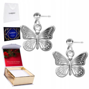 Kolczyki srebrne + NADRUK Motyl Motylek 925